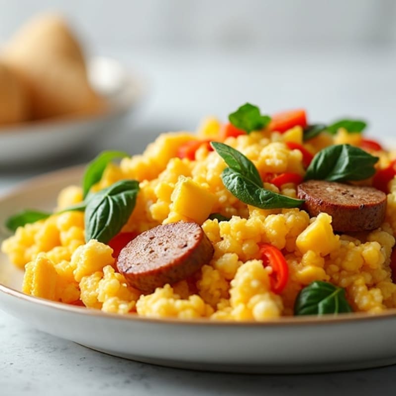 Egg White Veggie Scramble with Turkey Sausage