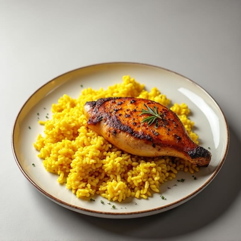 Herb-Roasted Chicken with Garlic Turmeric Rice