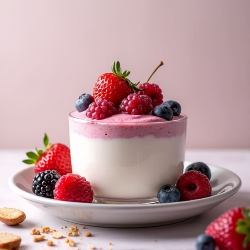 Greek Yogurt Protein Mousse with Mixed Berries