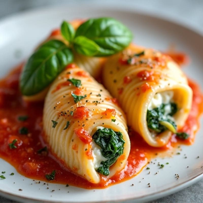 Baked Creamy Spinach Ricotta Stuffed Shells