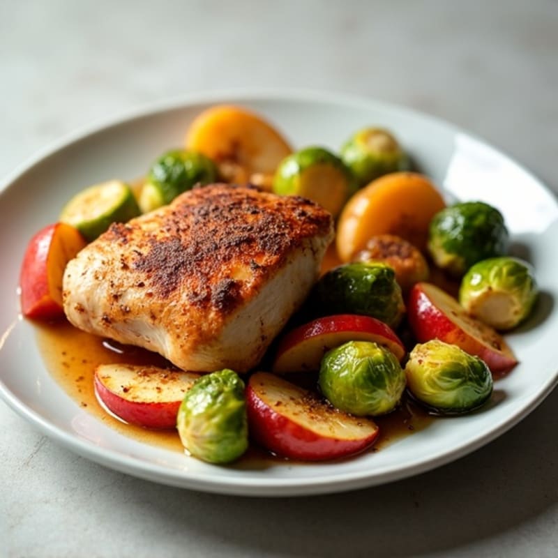 Cinnamon-Spiced Chicken Thighs with Roasted Apples and Brussels Sprouts