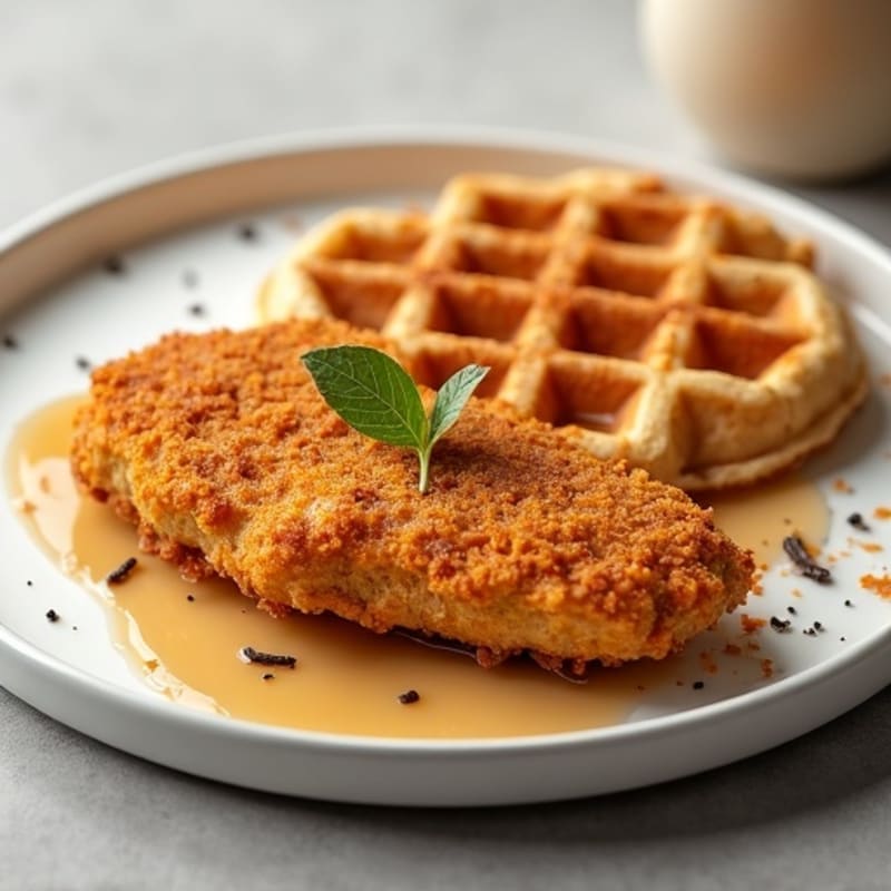 Golden Crispy Baked Chicken with Fluffy Whole Wheat Savory Waffles