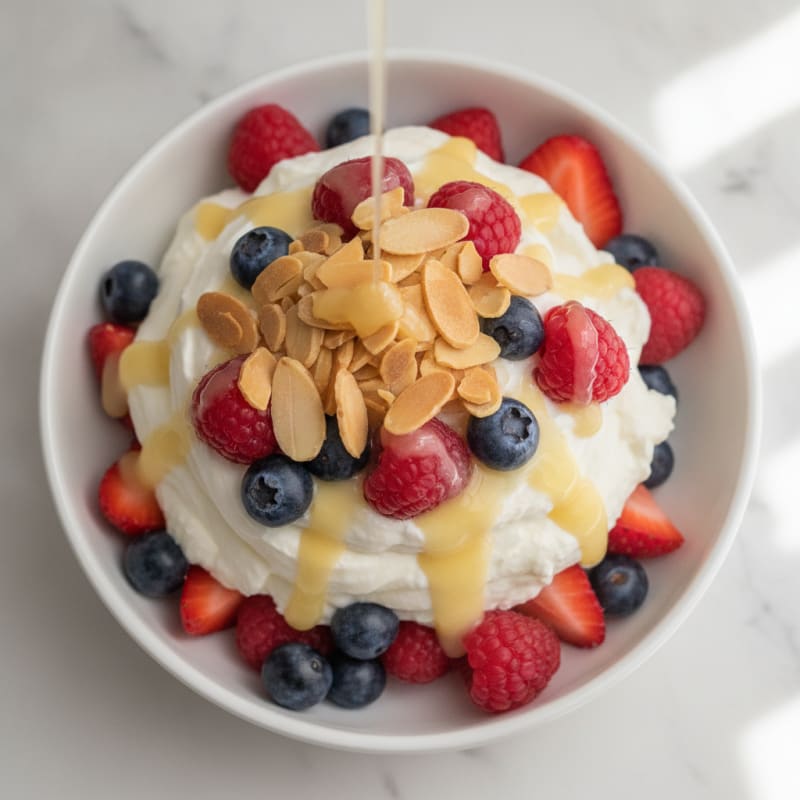 Greek Yogurt Protein Parfait with Mixed Berries and Almonds
