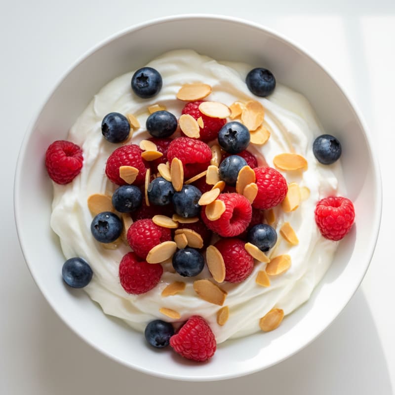 Creamy Greek Yogurt Protein Bowl with Berries and Almonds