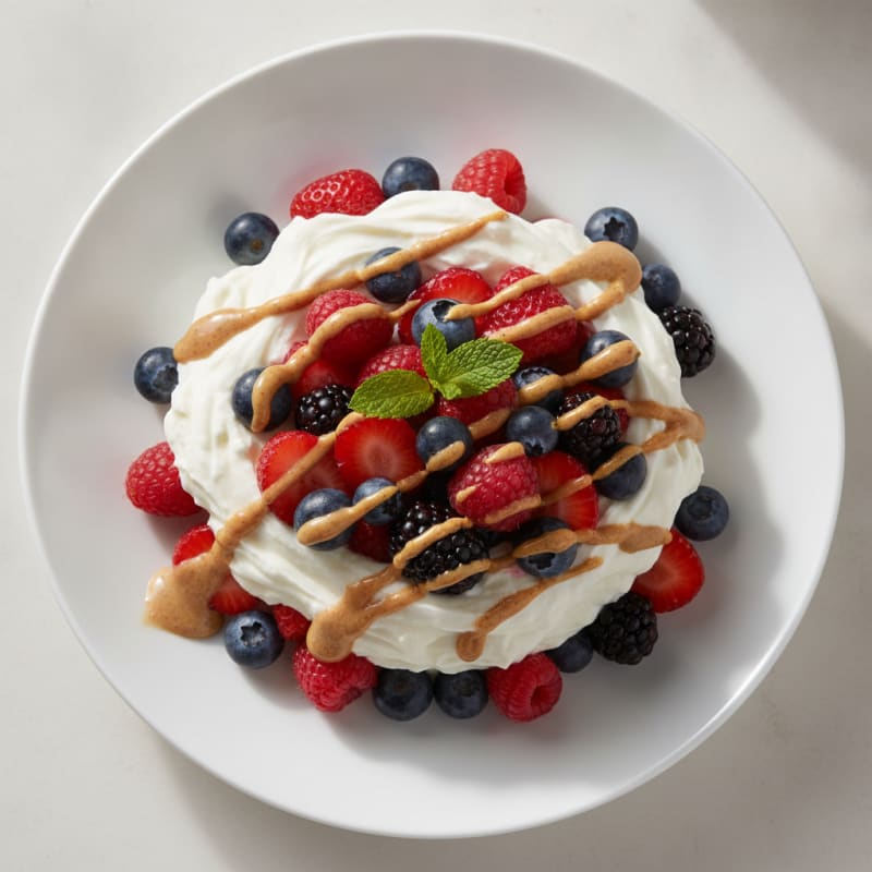 Greek Yogurt Protein Mousse with Mixed Berries
