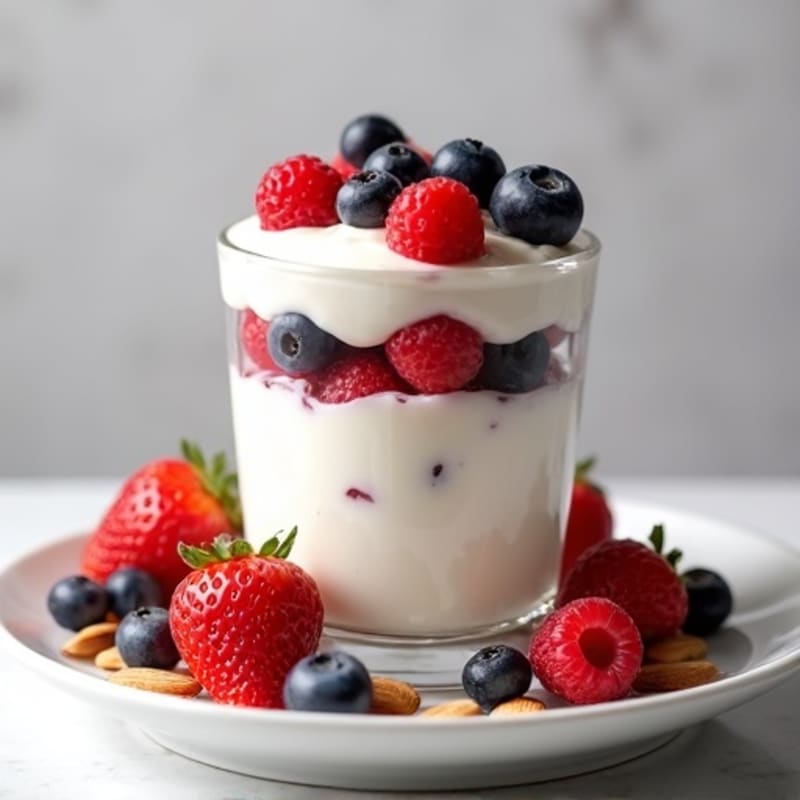 Greek Yogurt Protein Parfait with Berries and Almonds