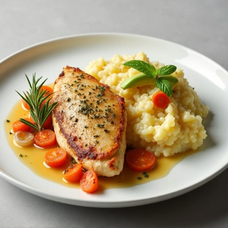 Herb-Baked Chicken Breast with Garlic Mashed Root Vegetables
