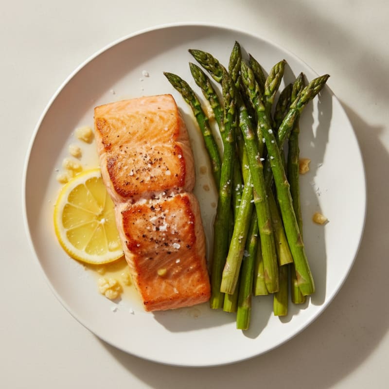 Seared Salmon Fillet with Roasted Asparagus