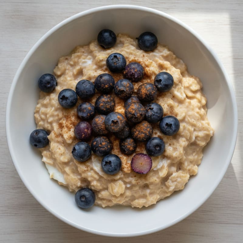 Creamy Protein Oats with Milk and Fresh Berries