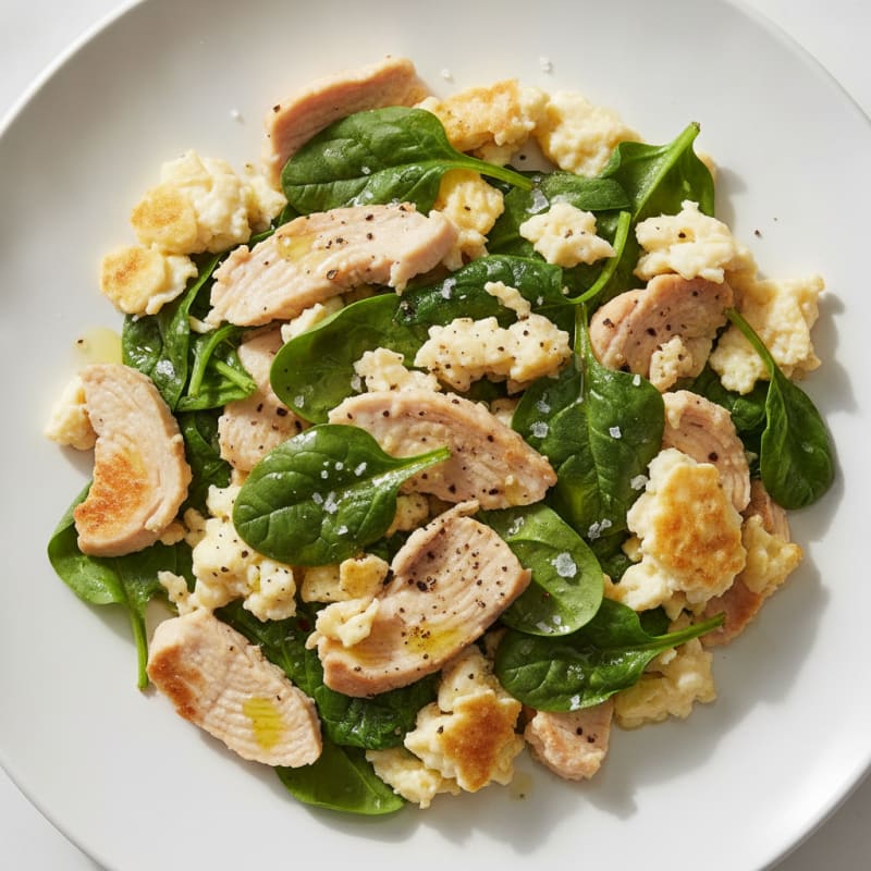 Egg White Spinach Scramble with Turkey Breast