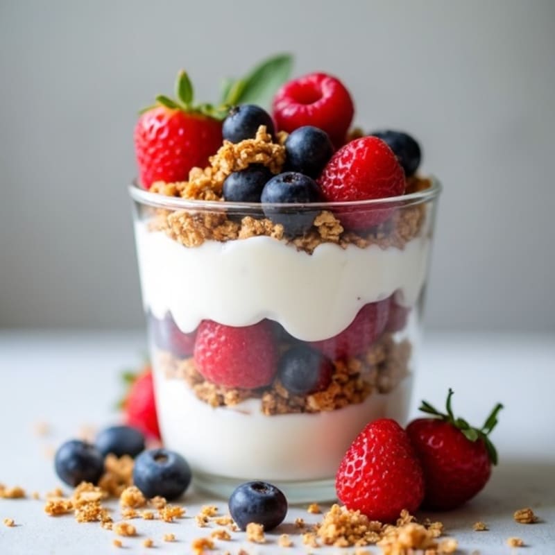 Creamy Greek Yogurt Parfait with Protein Granola and Berries