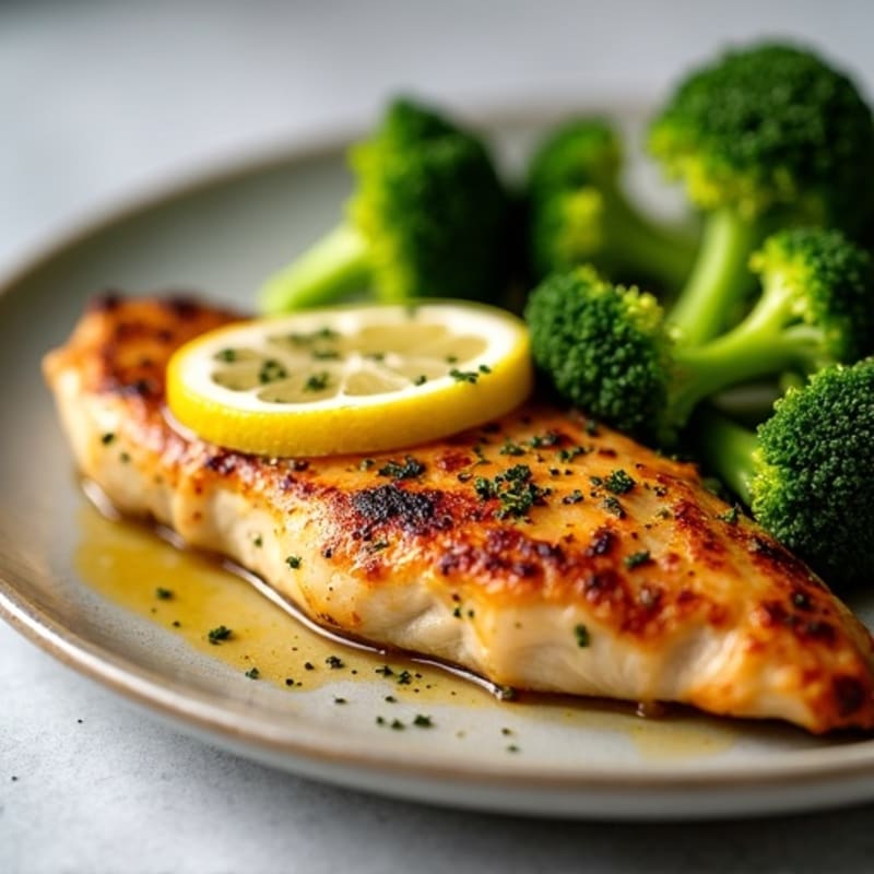 Crispy Lemon Garlic Chicken with Roasted Broccoli