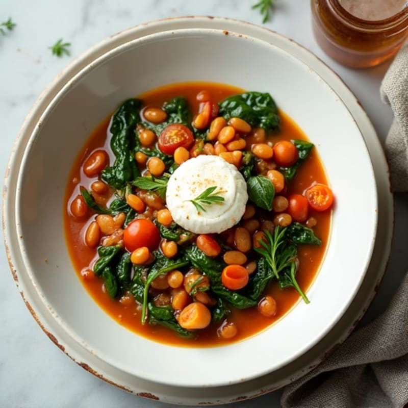 Silky Lentil and Spinach Stew with Cottage Cheese