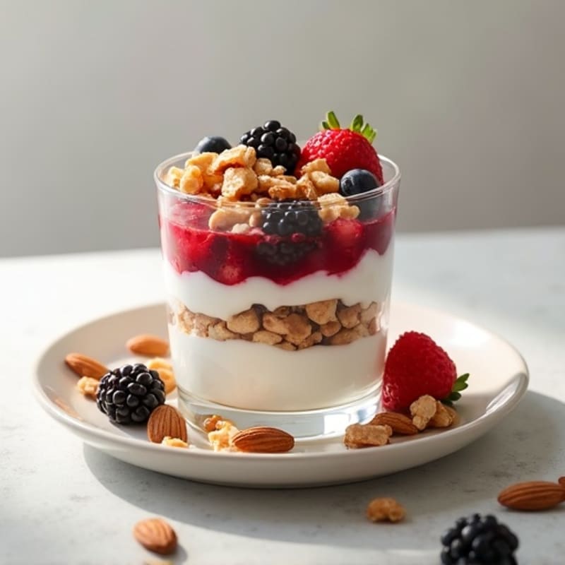 Crunchy Greek Yogurt Parfait with Honey-Almond Clusters