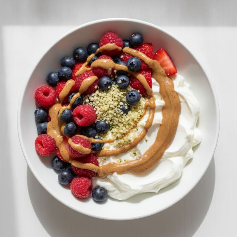 Greek Yogurt Bowl with Mixed Berries and Almond Butter