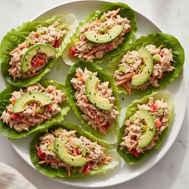 Tuna Salad Lettuce Wraps with Crunchy Vegetables