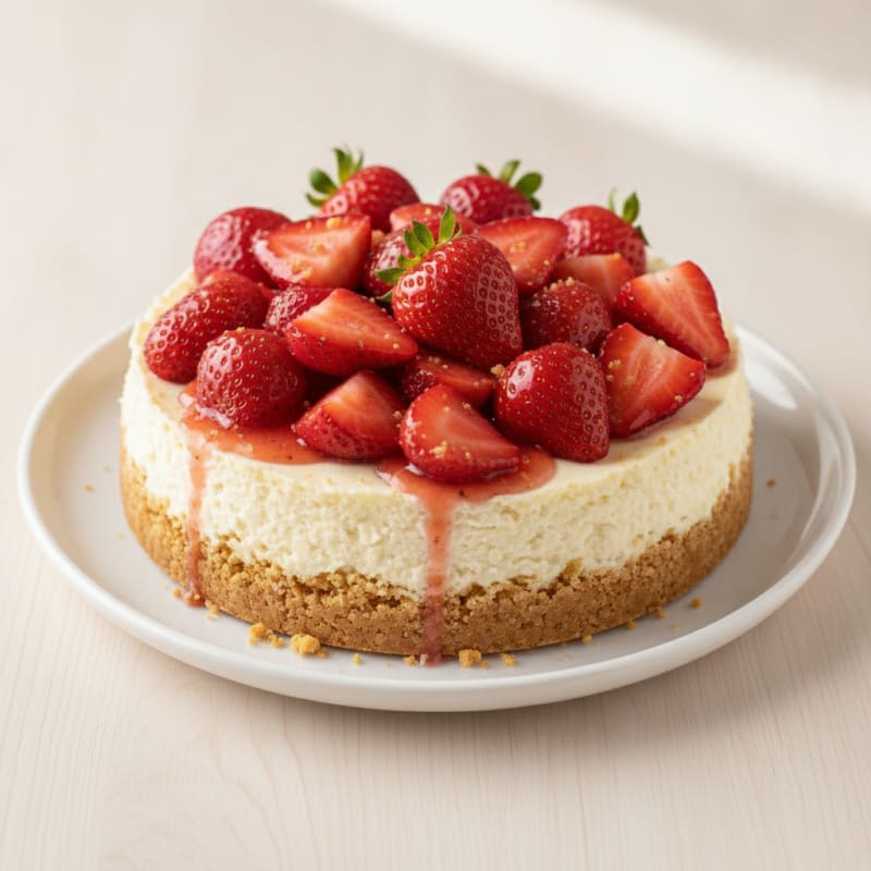 Strawberry Protein Cheesecake with Graham Crust