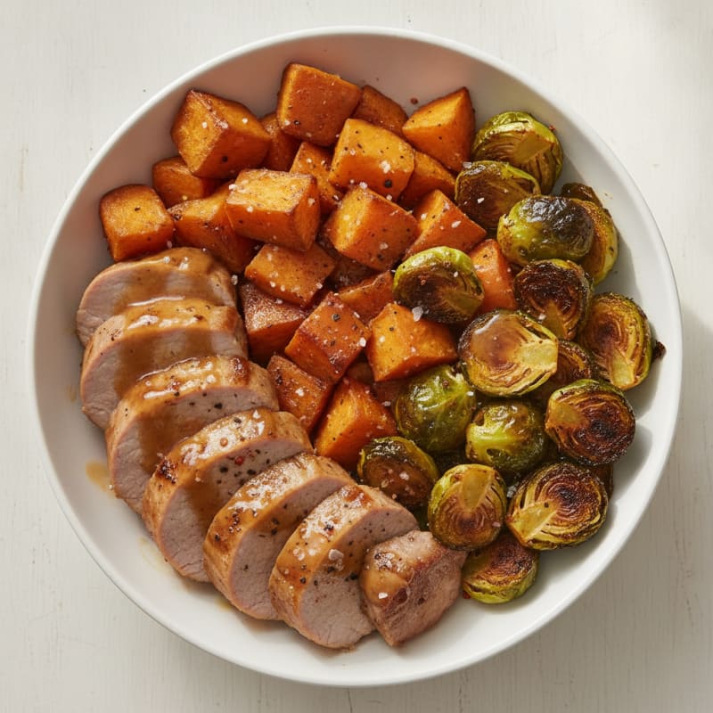 Maple-Dijon Pork Tenderloin Sweet Potato Bowl