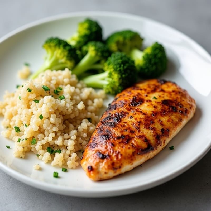 Grilled Chicken Breast with Quinoa and Steamed Broccoli