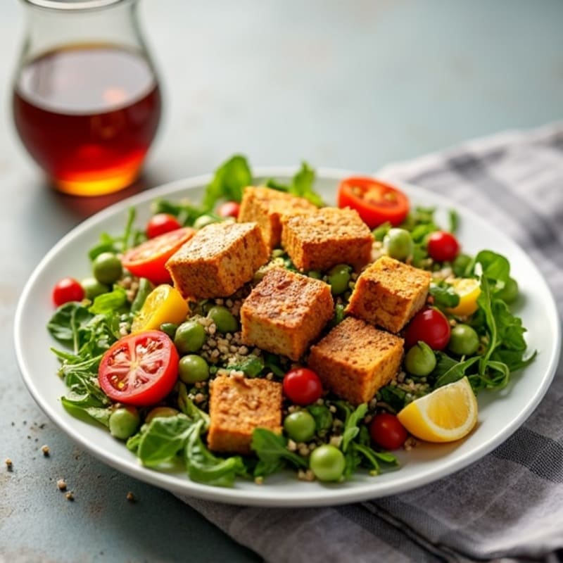 Crispy Tofu and Quinoa Power Salad with Edamame