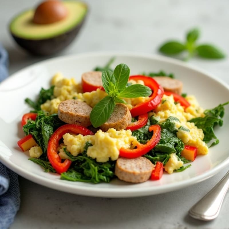 Egg White and Turkey Sausage Scramble with Spinach