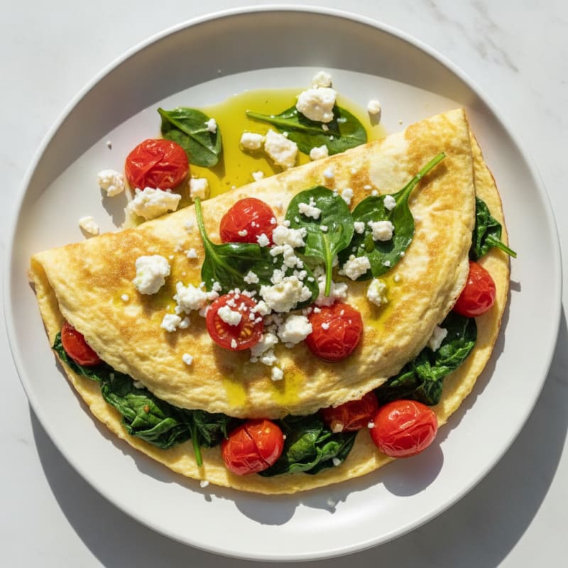 Egg White Spinach Omelette with Cherry Tomatoes