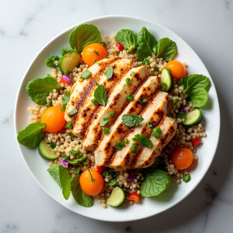 Grilled Chicken and Quinoa Salad with Crunchy Vegetables