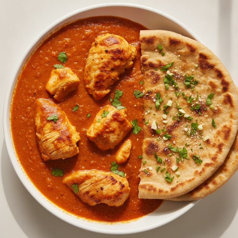 Clean Butter Chicken with Garlic Flatbread