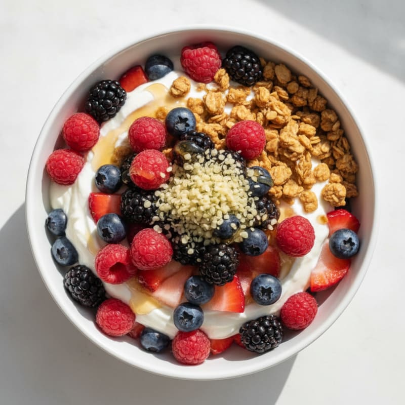 Creamy Greek Yogurt Parfait with Mixed Berries and Protein Granola