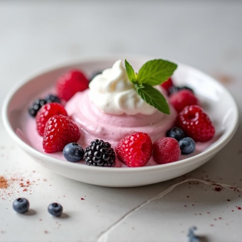 Silky Greek Yogurt Protein Mousse with Mixed Berries