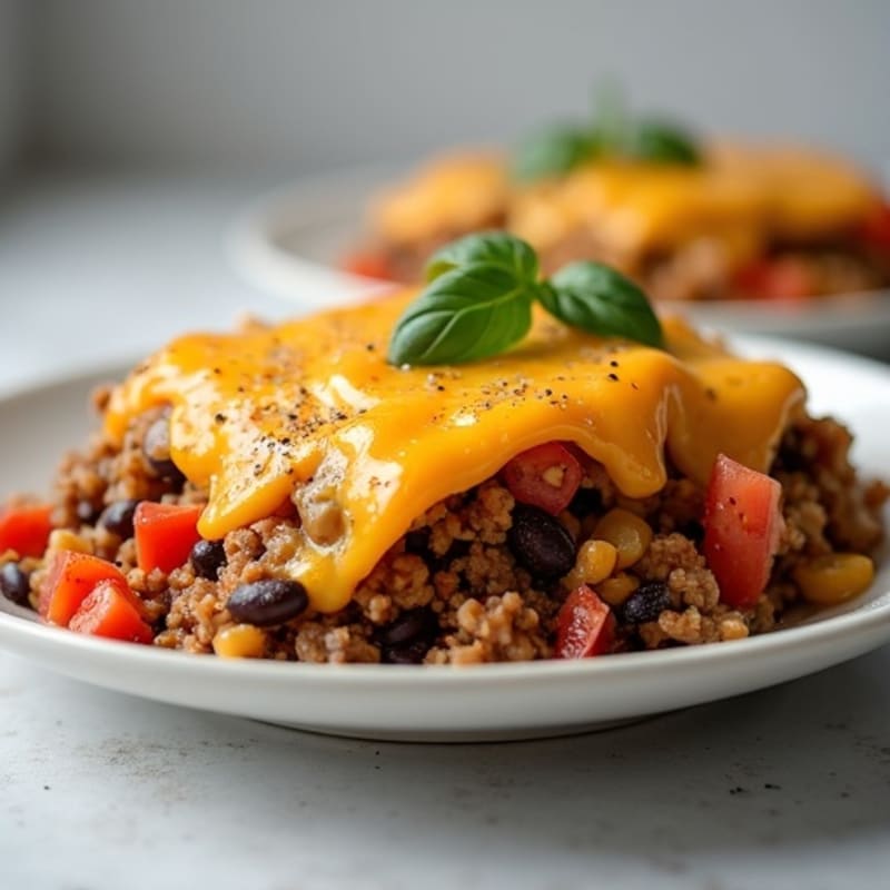 Healthy Cheesy Beef and Black Bean Bake