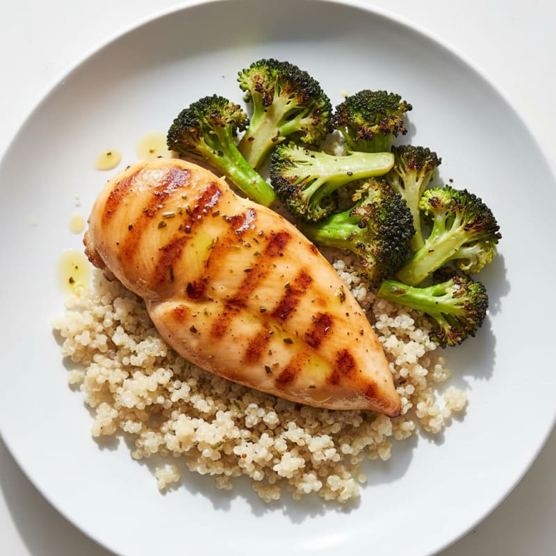 Grilled Chicken Breast with Roasted Broccoli and Quinoa