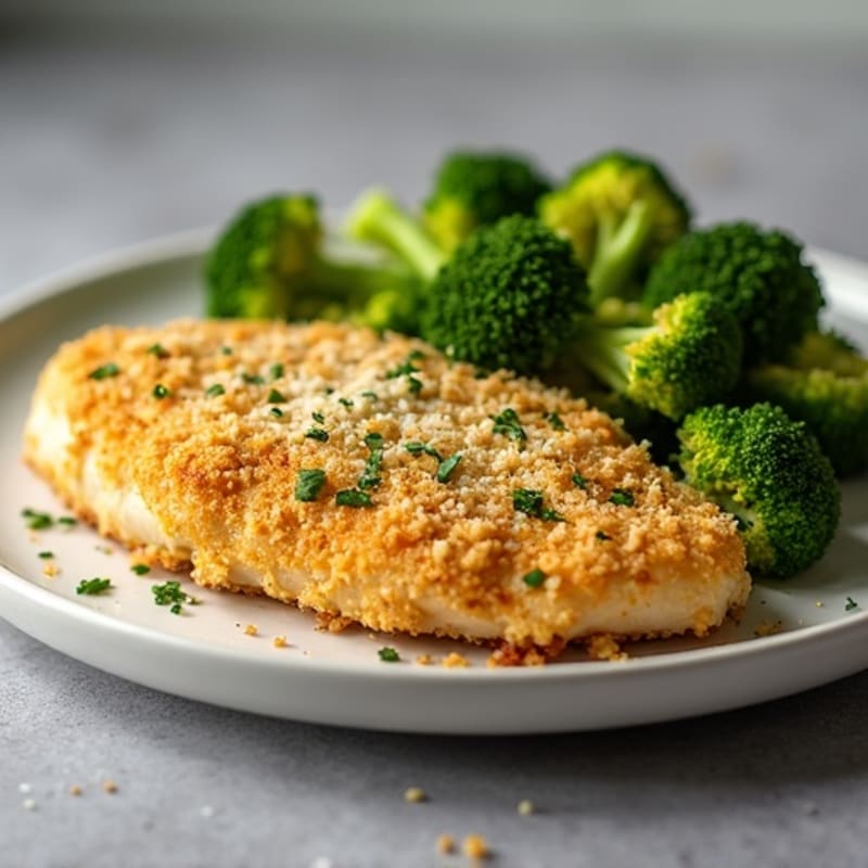 Garlic Parmesan Crusted Chicken with Crispy Roasted Broccoli