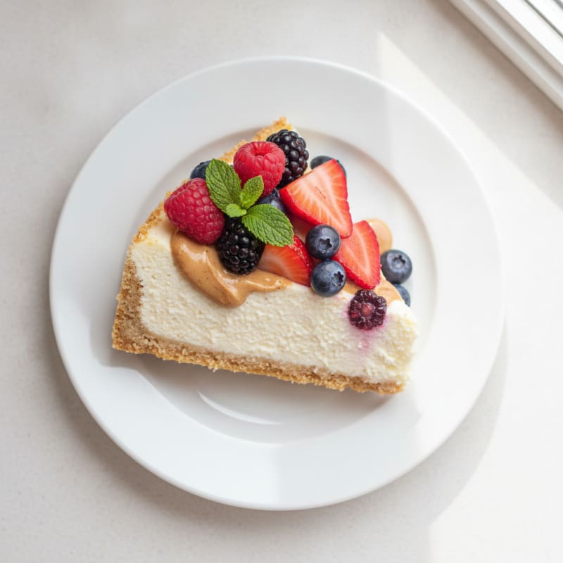 Greek Yogurt Protein Cheesecake with Fresh Berries