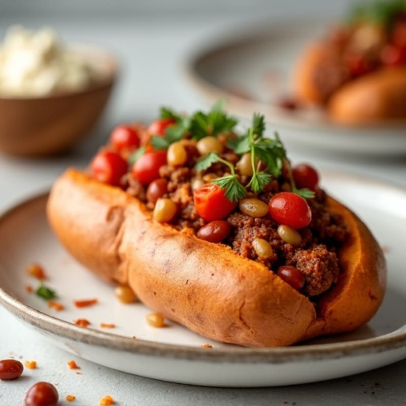 Lean Turkey Chili-Topped Sweet Potato Dogs