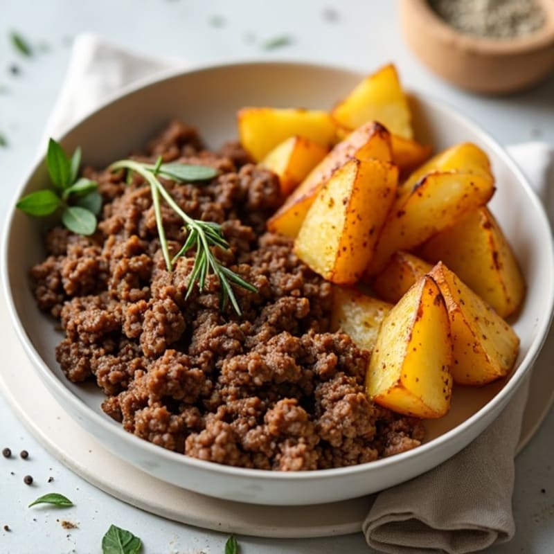 Savory Ground Beef and Crispy Roasted Potatoes