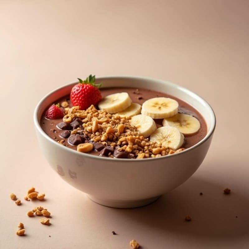 Chocolate Protein Smoothie Bowl with Peanut Butter and Banana