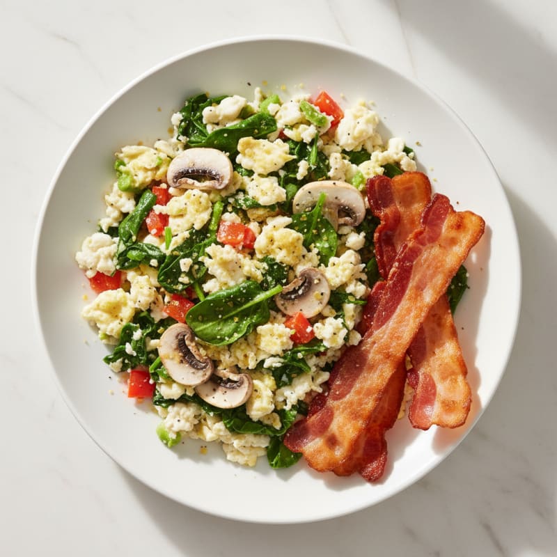Egg White Veggie Scramble with Turkey Bacon