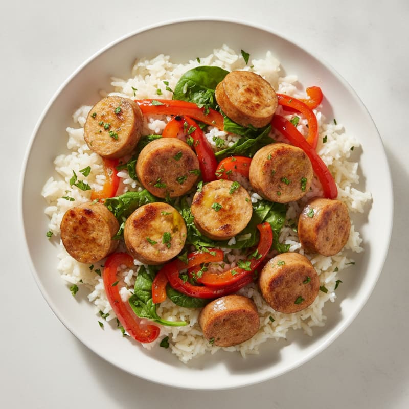 Chicken Apple Sausage with Herbed Rice