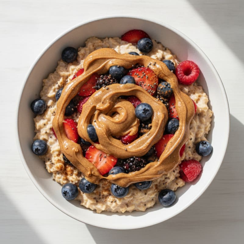 Berry Almond Butter Overnight Oats