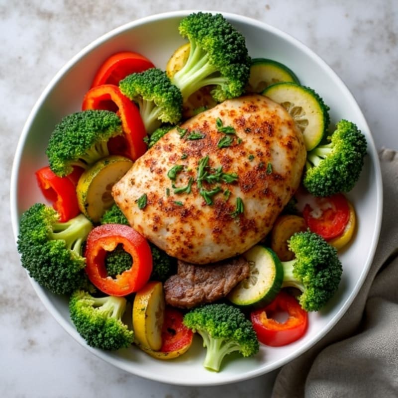 Herb-Crusted Chicken and Grass-Fed Beef Vegetable Stir-Fry