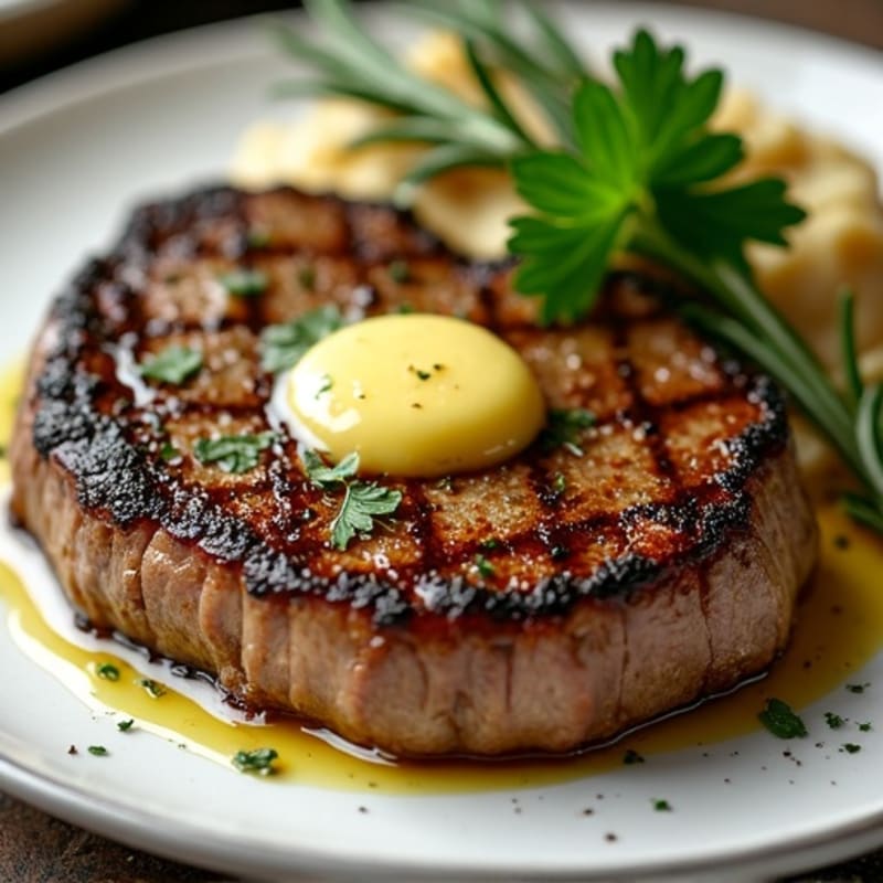 Herb-Crusted Pan Seared Steak with Garlic Butter
