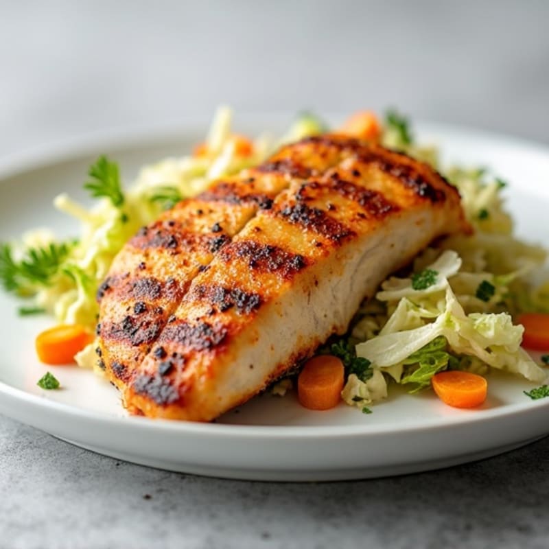 Grilled Chicken Breast with Crunchy Cabbage Slaw