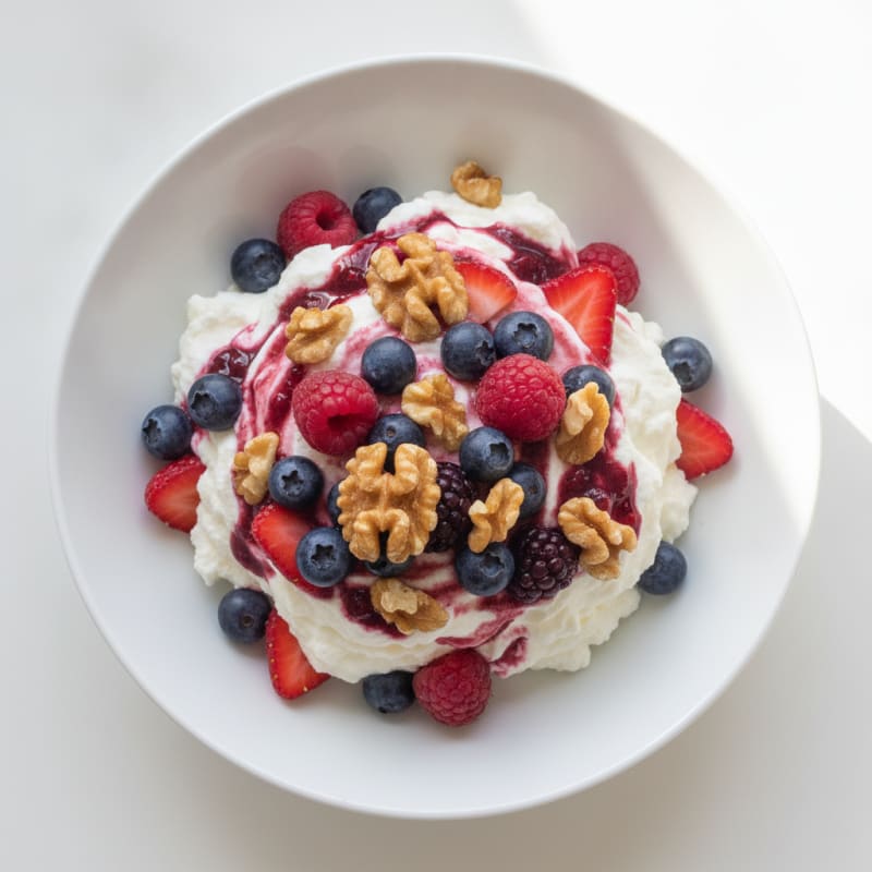 Silky Greek Yogurt Protein Mousse with Mixed Berries