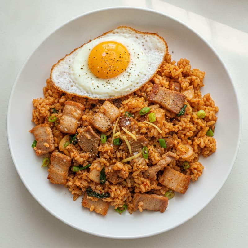 Kimchi Fried Rice with Pork Belly
