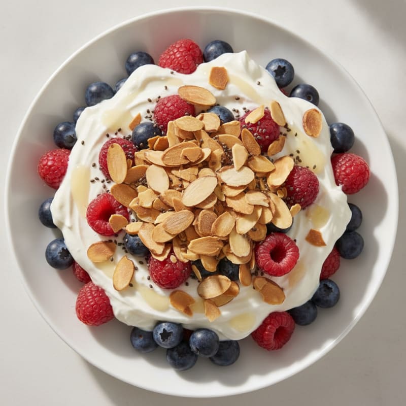 Greek Yogurt Protein Parfait with Berries and Almonds