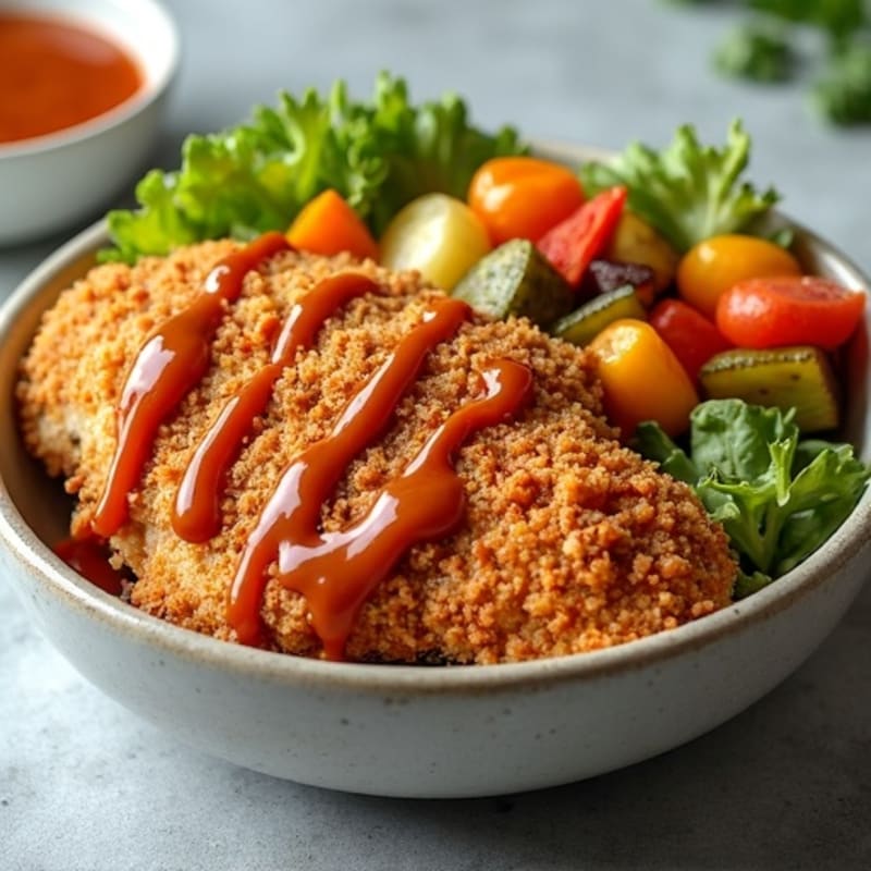 Crispy BBQ Ranch Chicken Bowl with Roasted Vegetables