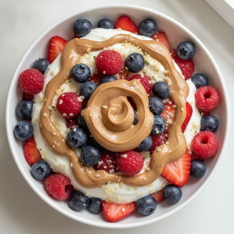 Creamy Greek Yogurt Parfait with Mixed Berries and Almond Butter