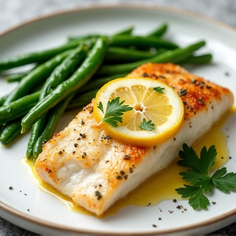 Lemon-Herb Baked Flaky Cod with Roasted Green Beans