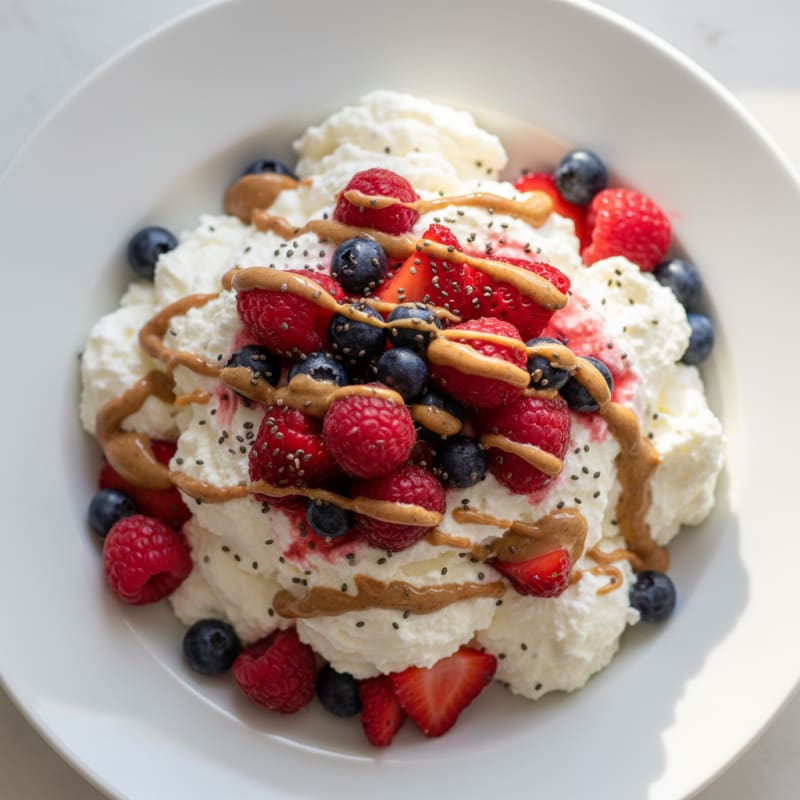 Silky Greek Yogurt Protein Mousse with Mixed Berries
